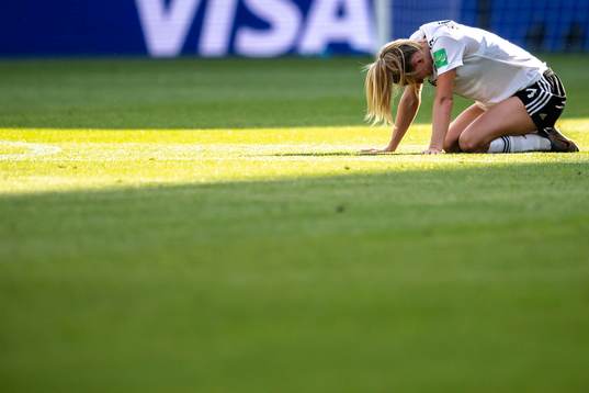 Lea Schüller of Germany in pain