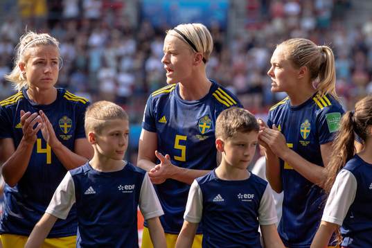 Hanna Glas and Nilla Fischer of Sweden