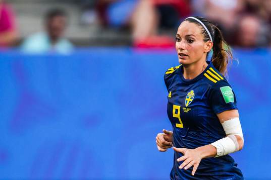 Kosovare Asllani of Sweden with bandage around her arm