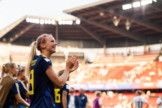 Amanda Ilestedt of Sweden celebrates