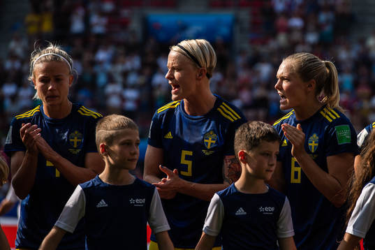 Hanna Glas , Nilla Fischer and Magdalena Eriksson of Sweden