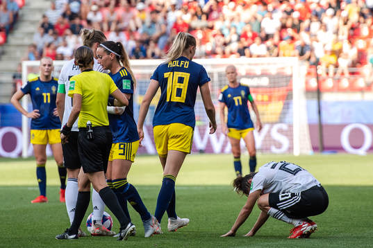 Fridolina Rolfö of Sweden looks dejected
