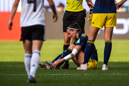 Kosovare Asllani of Sweden in pain