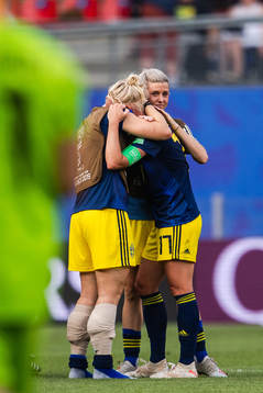Nilla Fischer , Caroline Seger and Olivia Schough of Sweden