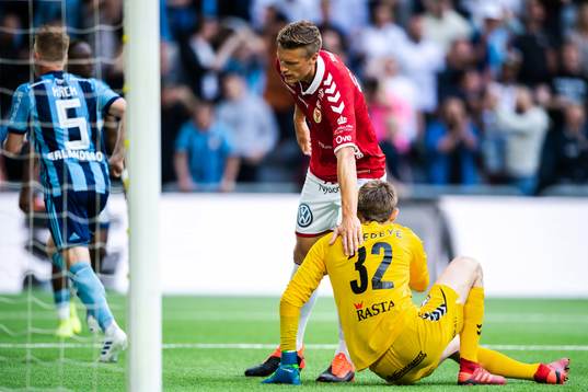 Kalmars målvakt Lucas Hägg-Johansson klappas om