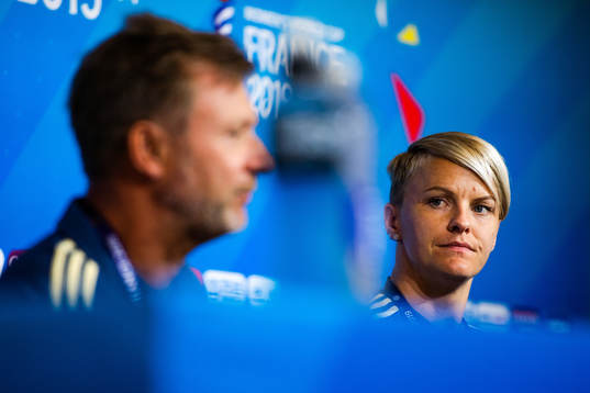 Peter Gerhardsson, Head coach and Nilla Fischer of Sweden