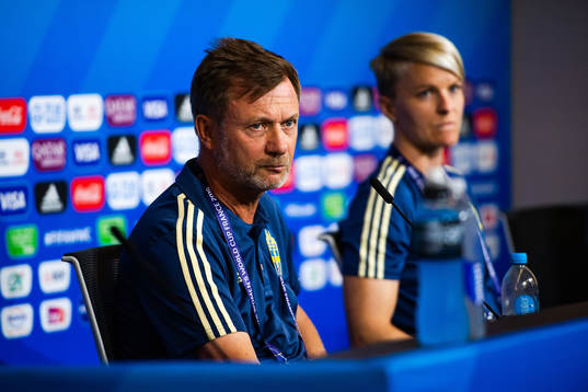 Peter Gerhardsson, Head coach and Nilla Fischer of Sweden