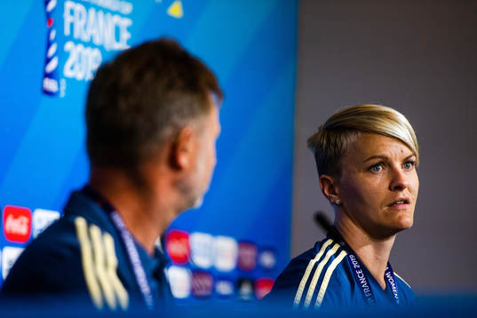 Peter Gerhardsson, Head coach and Nilla Fischer of Sweden