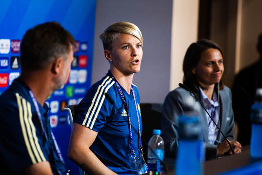 Peter Gerhardsson, Head coach and Nilla Fischer of Sweden