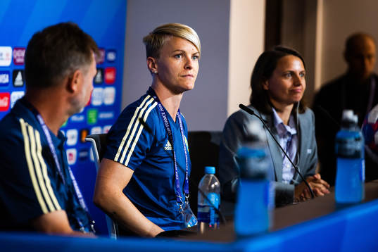 Peter Gerhardsson, Head coach and Nilla Fischer of Sweden