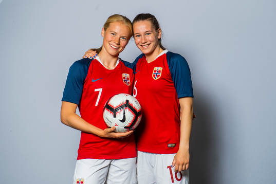 Elisabeth Terland and Julie Blakstad of Norway pose for a