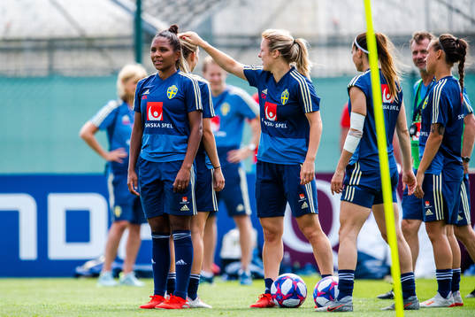 Madelen Janogy, Elin Rubensson and Mimmi Larsson of Sweden