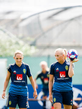 Elin Rubensson and Stina Blackstenius of Sweden