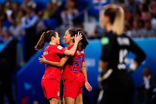 Christen Press of USA celebrates the 0-1 goal
