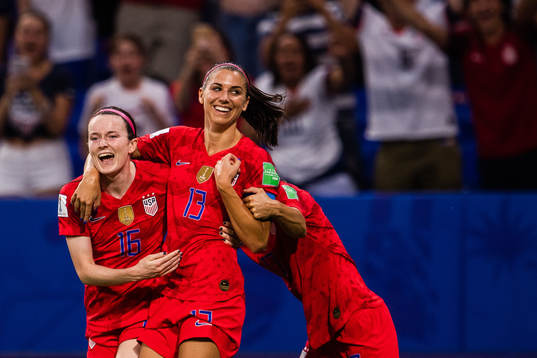 Rose Lavelle and Alex Morgan of USA celebrate the 1-2 goal