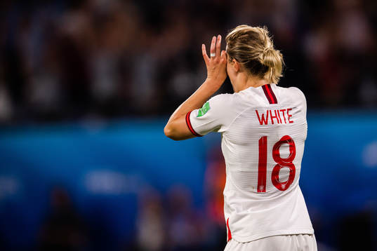 Ellen White of England celebrates