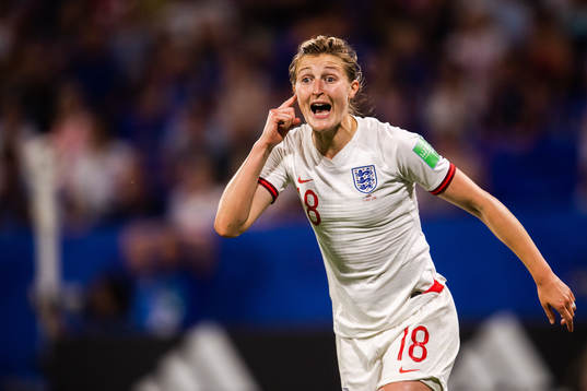 Ellen White of England reacts