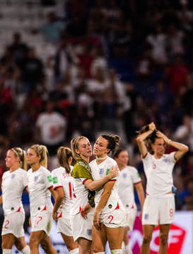 Keira Fae Walsh and Lucia Bronze of England look dejected