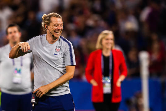 Tony Gustavsson, assistant coach of USA celebrates