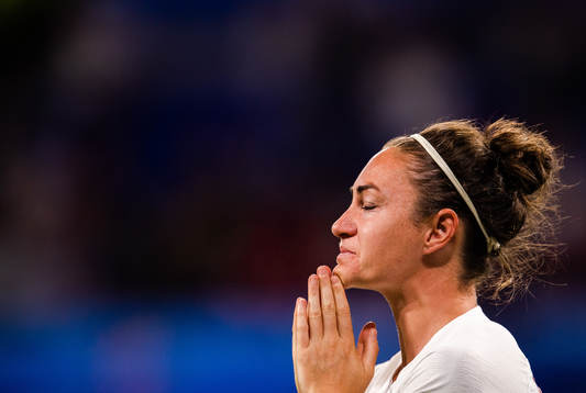 Jodie Taylor of England looks dejected