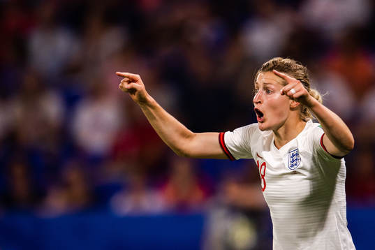 Ellen White of England reacts
