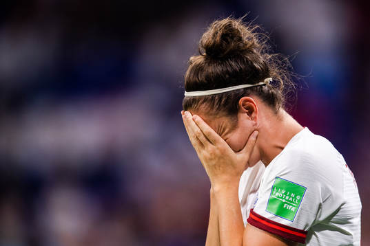 Jodie Taylor of England look dejected