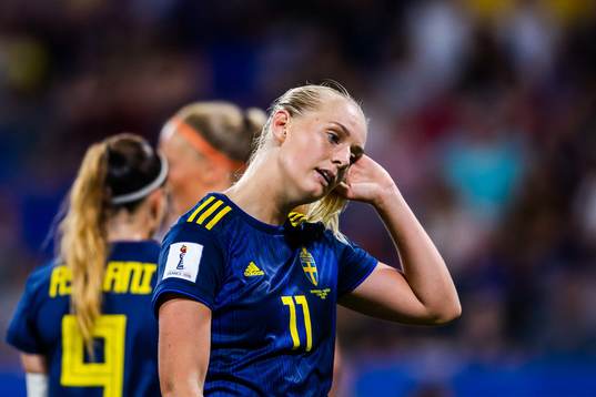 Stina Blackstenius of Sweden looks dejected