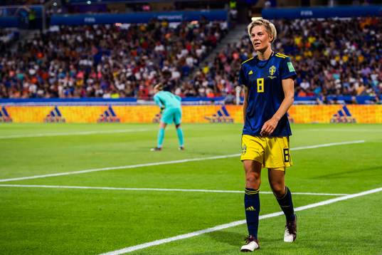 Lina Hurtig of Sweden leaves the pitch
