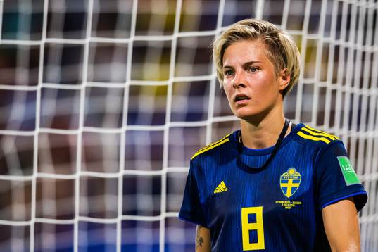 Lina Hurtig of Sweden leaves the pitch
