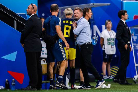 Lina Hurtig of Sweden leaves the pitch