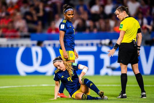 Kosovare Asllani of Sweden in pain