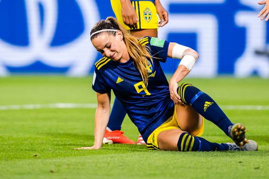 Kosovare Asllani of Sweden in pain
