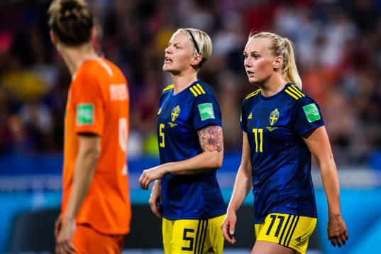 Nilla Fischer and Stina Blackstenius of Sweden