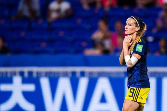 Kosovare Asllani of Sweden looks dejected