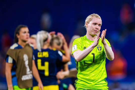 goalkeeper Hedvig Lindahl of Sweden looks dejected