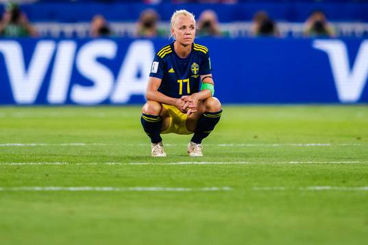 Caroline Seger of Sweden looks dejected
