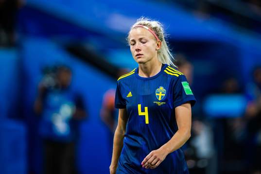 Hanna Glas of Sweden looks dejected