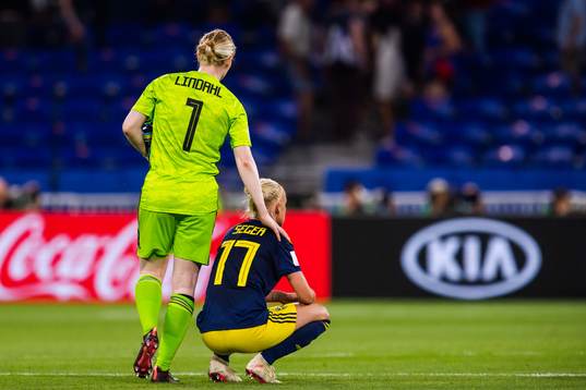 Goalkeeper Hedvig Lindahl and Caroline Seger