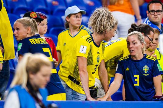 Linda Sembrant of Sweden looks dejected