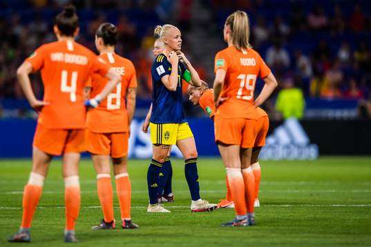 Caroline Seger of Sweden looks dejected