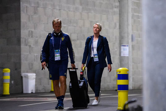 Nilla Fischer of Sweden leaves the stadium