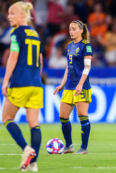 Kosovare Asllani and Caroline Seger of Sweden looks dejected