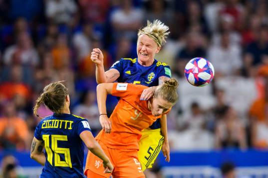 Nilla Fischer of Sweden in action with Anna Margaretha