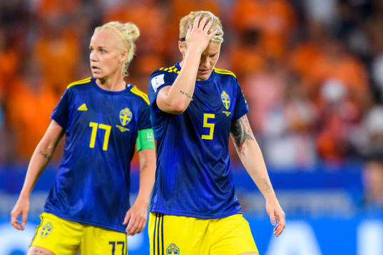 Caroline Seger and Nilla Fischer of Sweden looks dejected