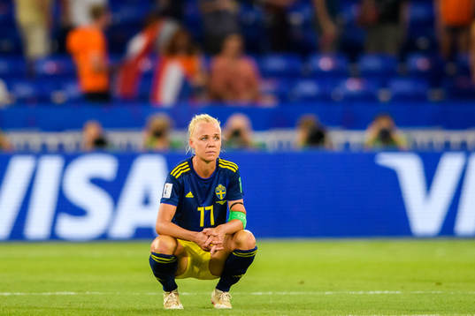 Caroline Seger of Sweden looks dejected