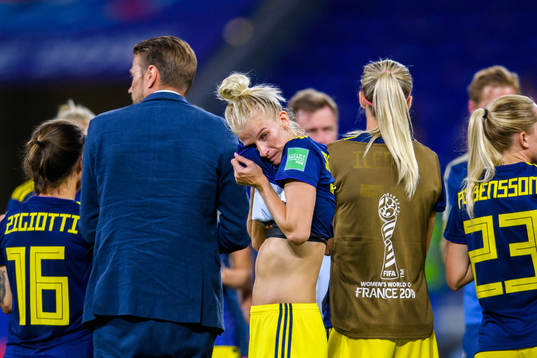 Sofia Jakobsson of Sweden in tears