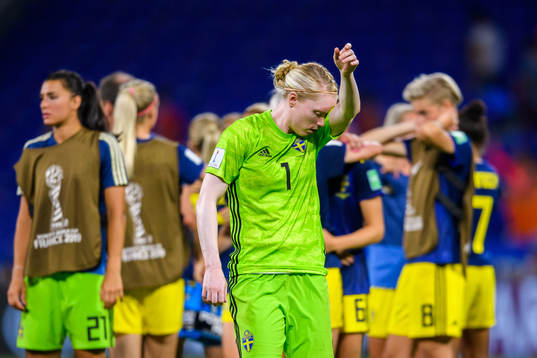Goalkeeper Hedvig Lindahl of Sweden looks dejected