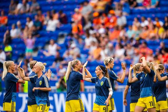 Caroline Seger, Kosovare Asllani and Stina Blackstenius of