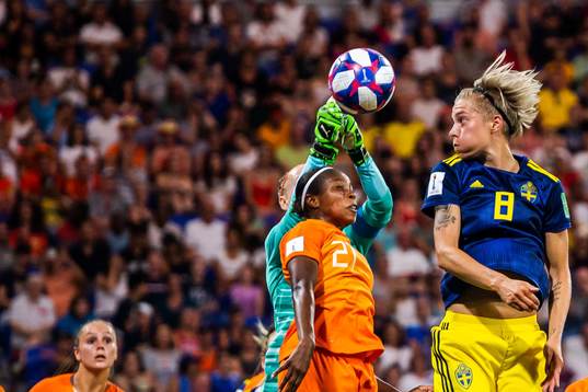 Goalkeeper Sari Van Veenendaal and Lineth Enid Fabienne