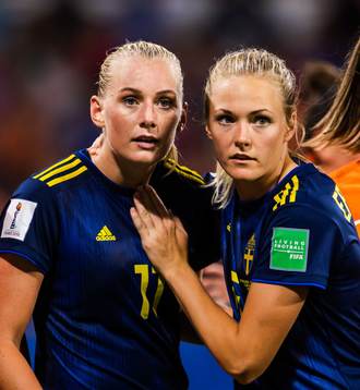 Stina Blackstenius and Magdalena Eriksson of Sweden